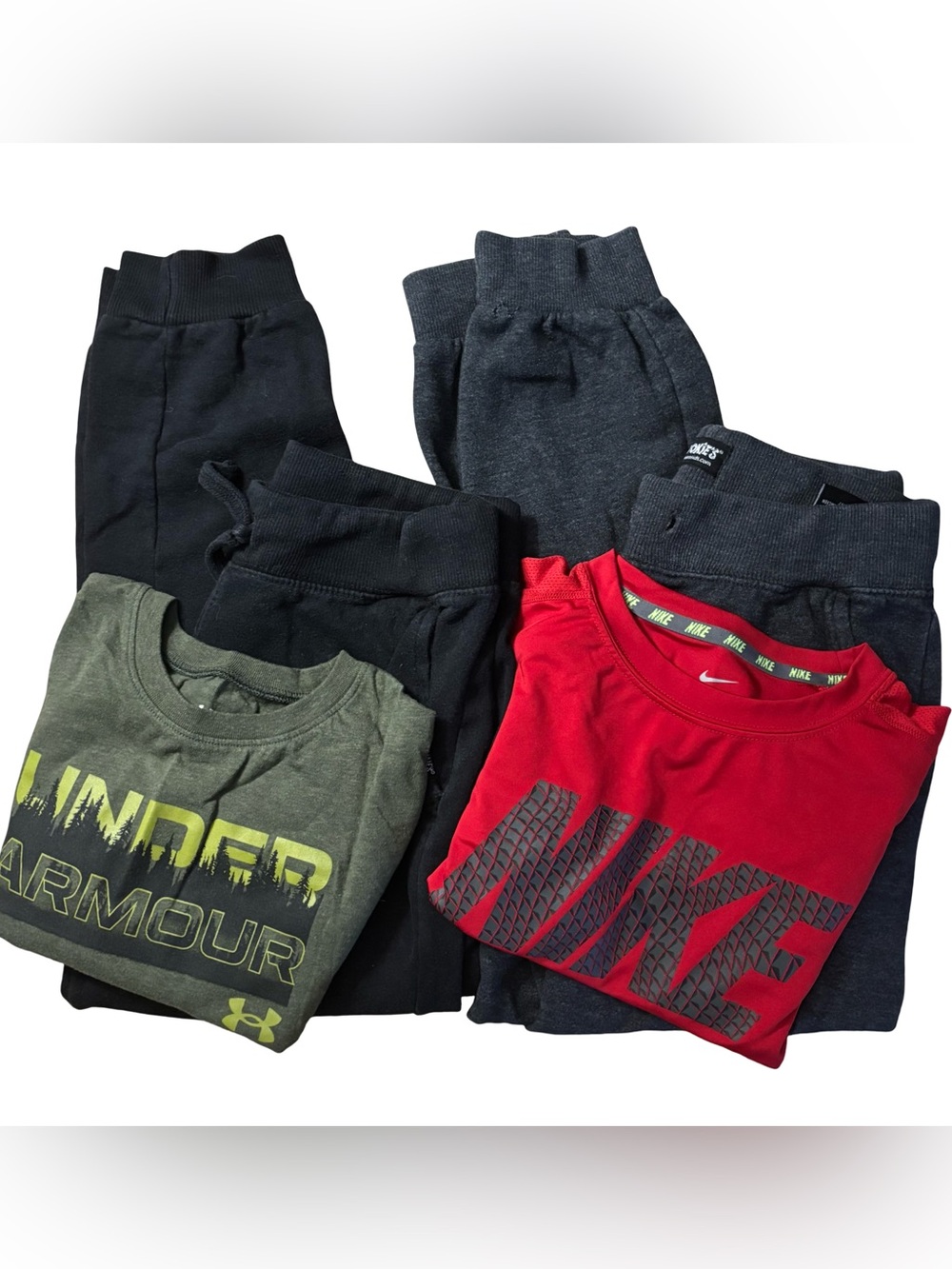 Set of Boys Outfits Size Large 10-12 Shirts NIKE & Under Armour Sweatpants